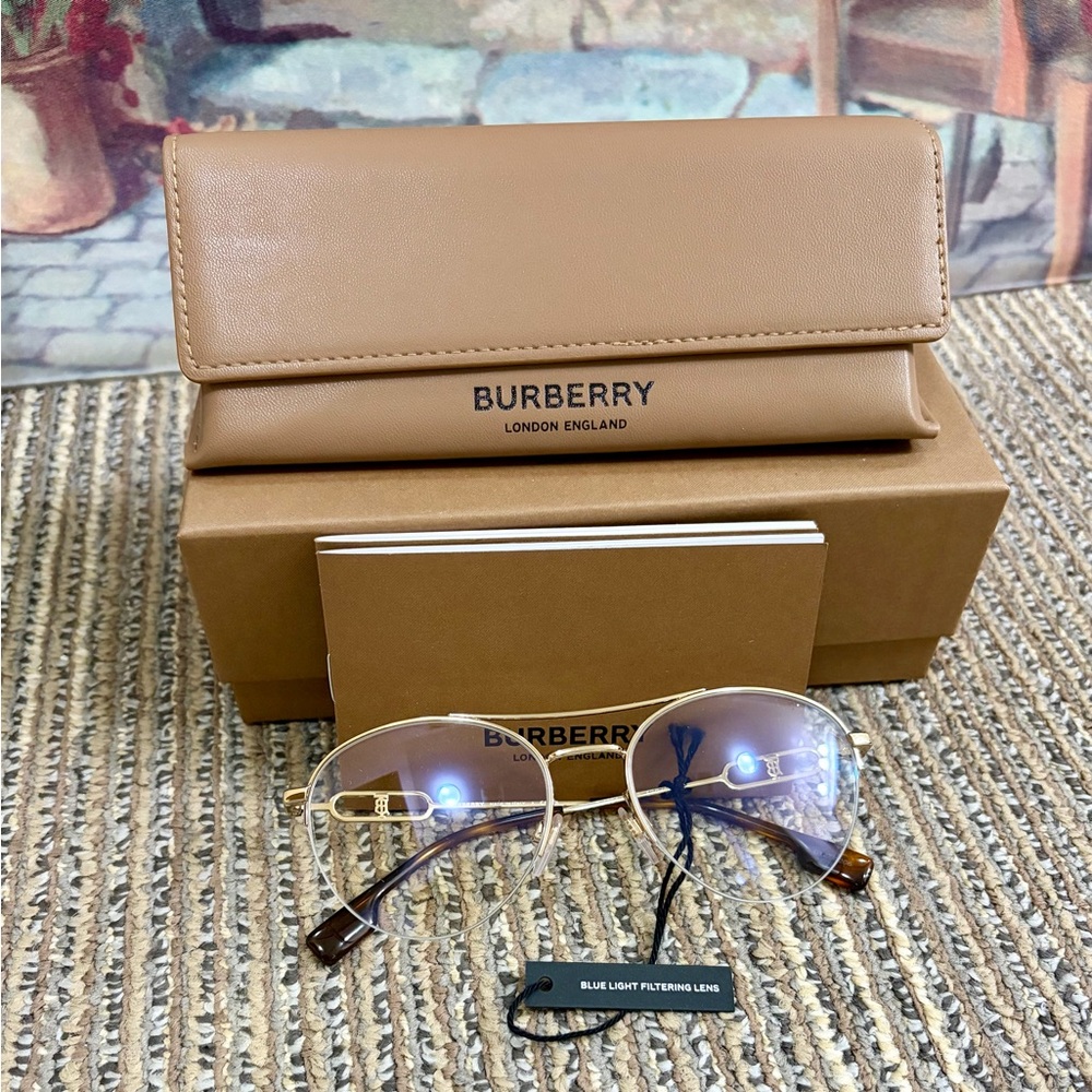 Authentic Burberry Clear Blue Light Filter Aviator Eyeglasses